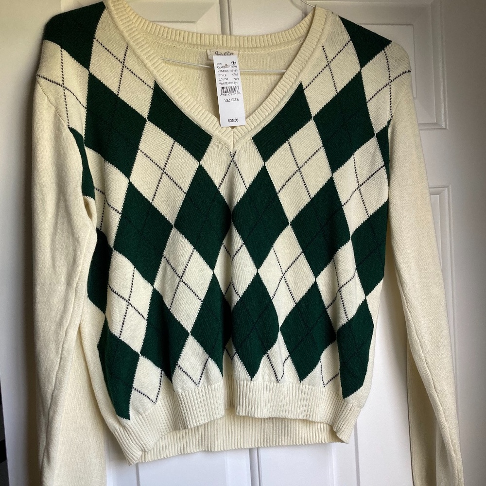 Brand New Pacsun Cream and Green Sweater